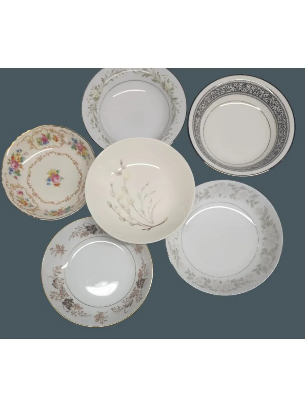 6- Mismatched Fine China Berry Dessert Bowls ~5.5